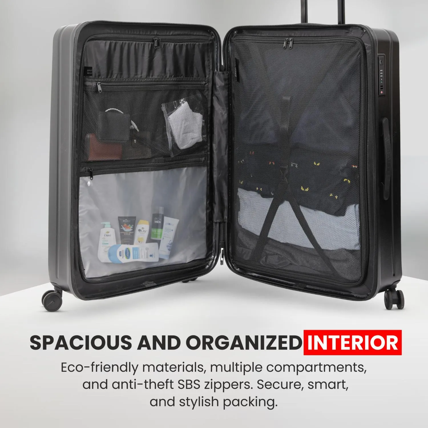 Aerolite M-Lite 29” Extra Large Premium Suitcase – Durable PP Polypropylene, Huge 118L Capacity, 76x50x30cm Check-In Luggage, TSA Lock, Phone Holder, Silent Hinomoto Wheels, Pack Up To 32 KGs, 15 Years Brand Guarantee