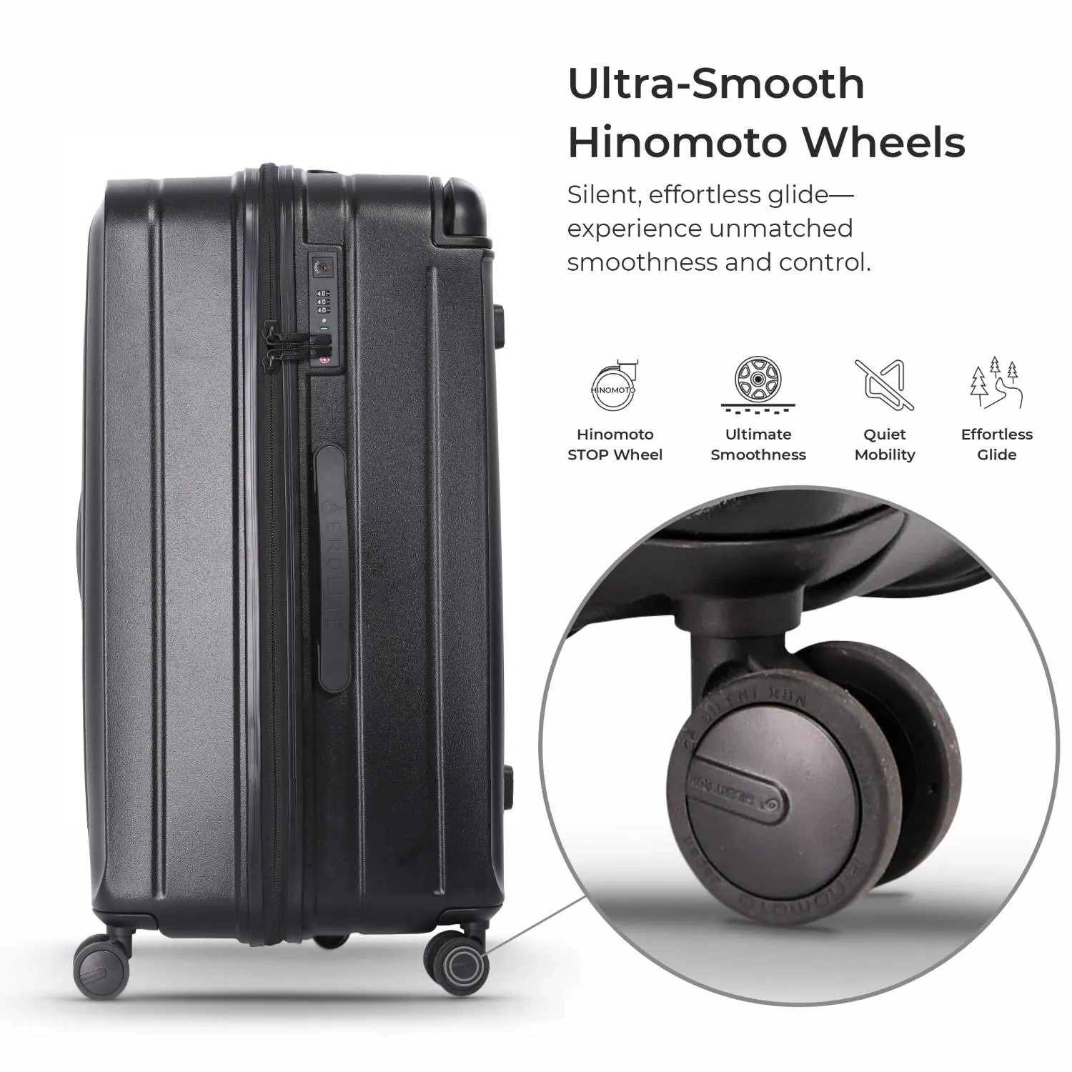 Aerolite M-Lite 29” Extra Large Premium Suitcase – Durable PP Polypropylene, Huge 118L Capacity, 76x50x30cm Check-In Luggage, TSA Lock, Phone Holder, Silent Hinomoto Wheels, Pack Up To 32 KGs, 15 Years Brand Guarantee