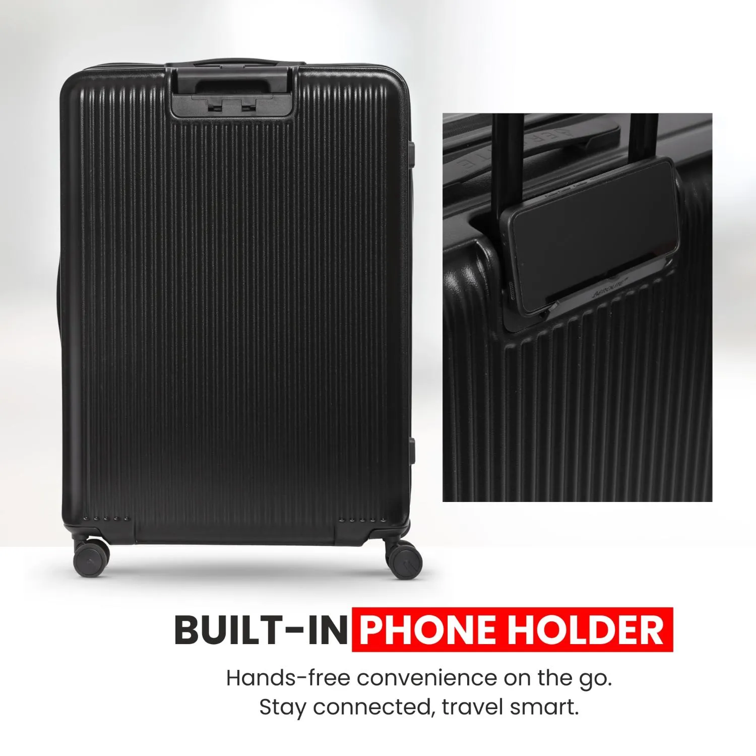 Aerolite M-Lite 29” Extra Large Premium Suitcase – Durable PP Polypropylene, Huge 118L Capacity, 76x50x30cm Check-In Luggage, TSA Lock, Phone Holder, Silent Hinomoto Wheels, Pack Up To 32 KGs, 15 Years Brand Guarantee