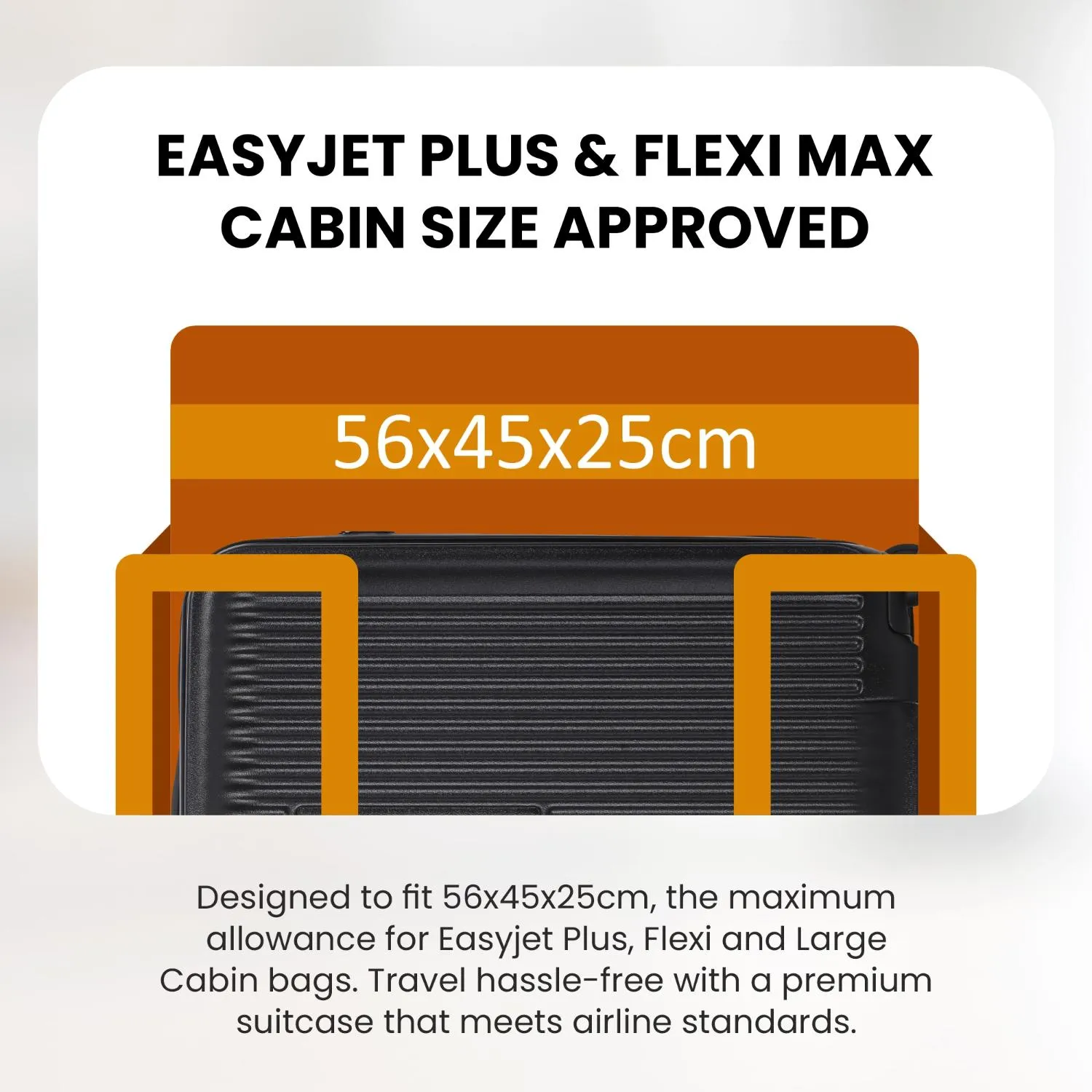 Aerolite M-Lite Premium 56x45x25cm Easyjet Plus Cabin Suitcase with USB Port, TSA Lock, Silent Hinomoto Wheels, Lightweight Polypropylene, 15-Year Warranty
