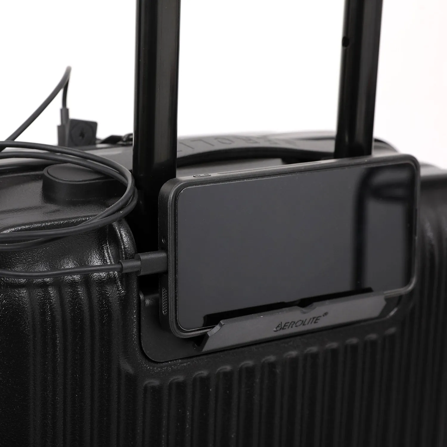 Aerolite M-Lite Smart 21” Cabin Suitcase – Silent & Smooth Hinomoto Wheels with Brake Button, Front Laptop Pocket, Durable PP Polypropylene, USB Charging, TSA Lock, 55x40x23cm