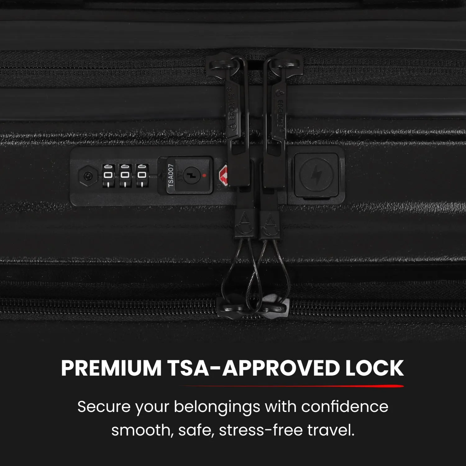 Aerolite M-Lite Smart 21” Cabin Suitcase – Silent & Smooth Hinomoto Wheels with Brake Button, Front Laptop Pocket, Durable PP Polypropylene, USB Charging, TSA Lock, 55x40x23cm