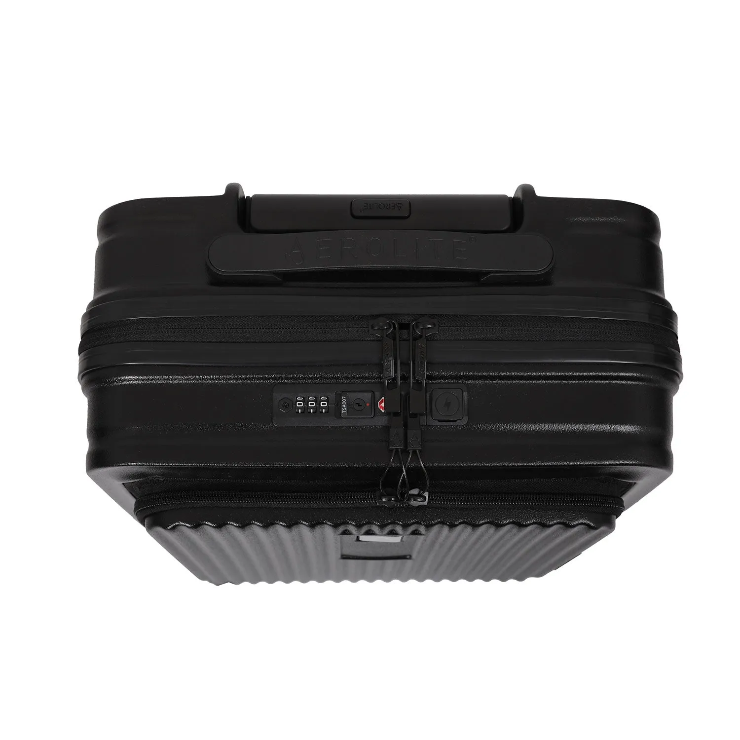 Aerolite M-Lite Smart 21” Cabin Suitcase – Silent & Smooth Hinomoto Wheels with Brake Button, Front Laptop Pocket, Durable PP Polypropylene, USB Charging, TSA Lock, 55x40x23cm