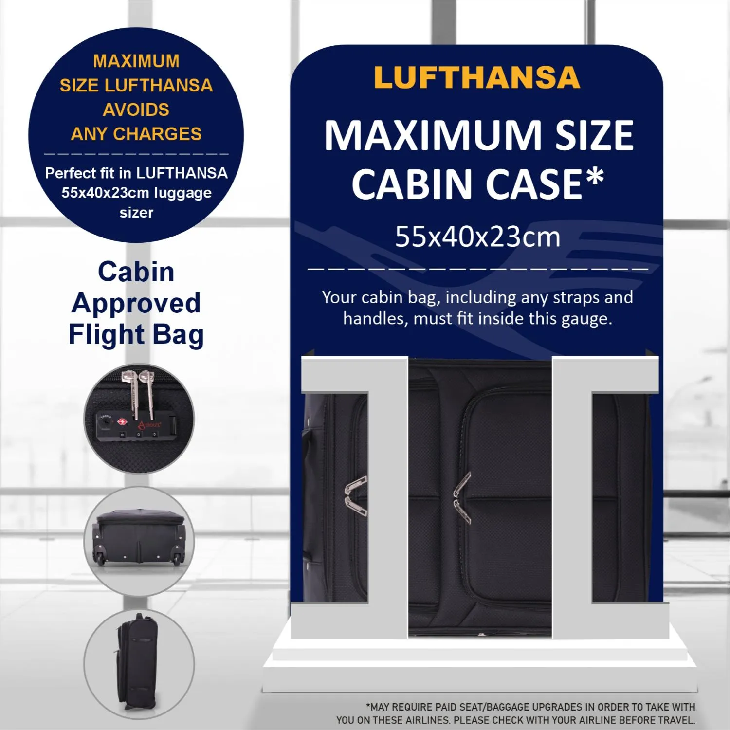 Aerolite Ryanair Bundle Expandable (55x40x20cm) to (55x40x23cm) Ryanair (Priority) Maximum Lightweight Cabin Suitcase and (40x20x25cm) Ryanair Maximum Underseat Holdall