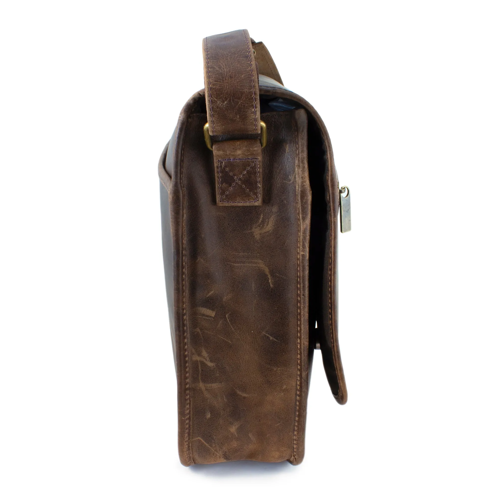 DayTrekr Distressed Leather Laptop Messenger Bag