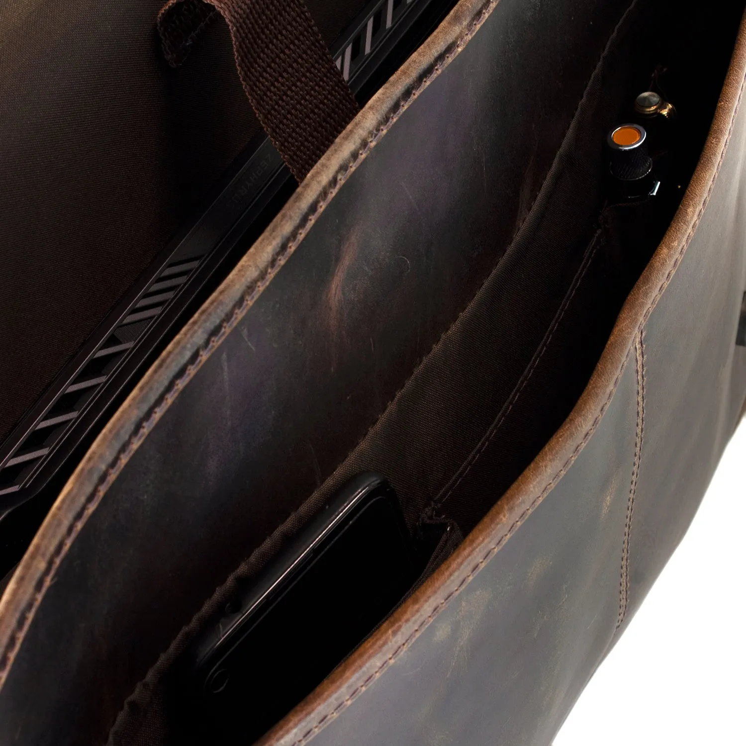 DayTrekr Distressed Leather Laptop Messenger Bag