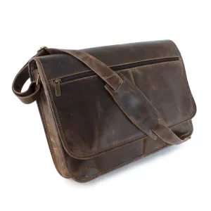 DayTrekr Distressed Leather Laptop Messenger Bag