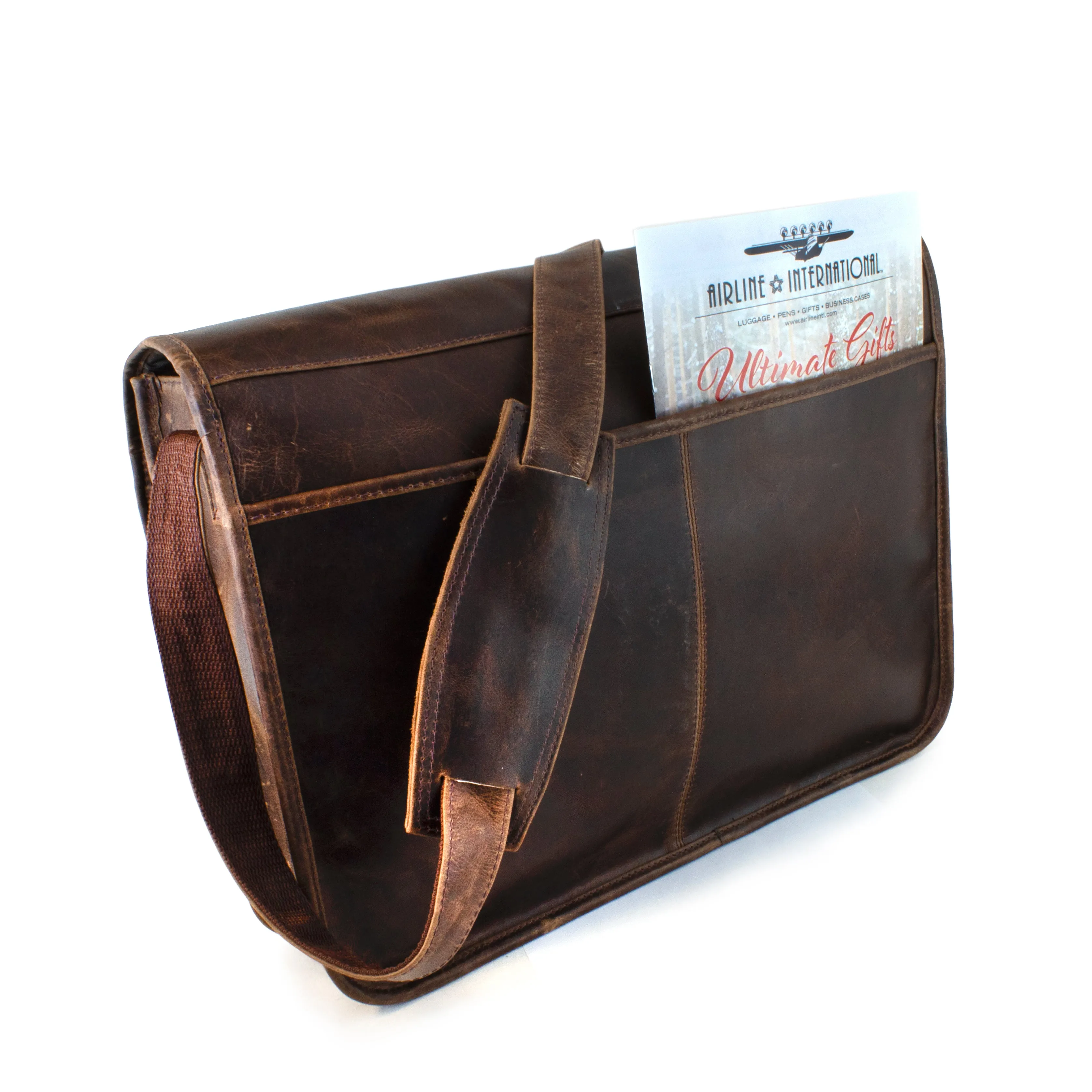 DayTrekr Distressed Leather Laptop Messenger Bag