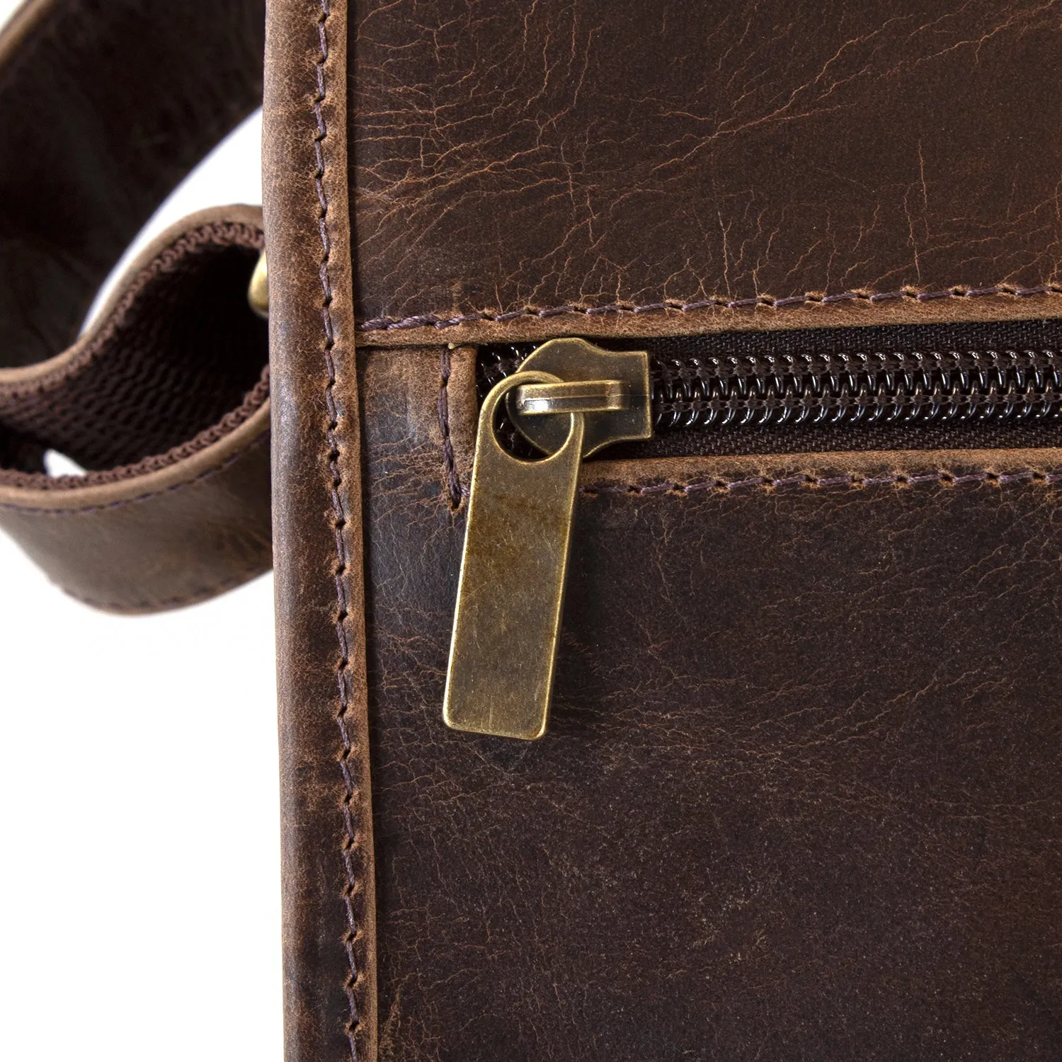 DayTrekr Distressed Leather Laptop Messenger Bag