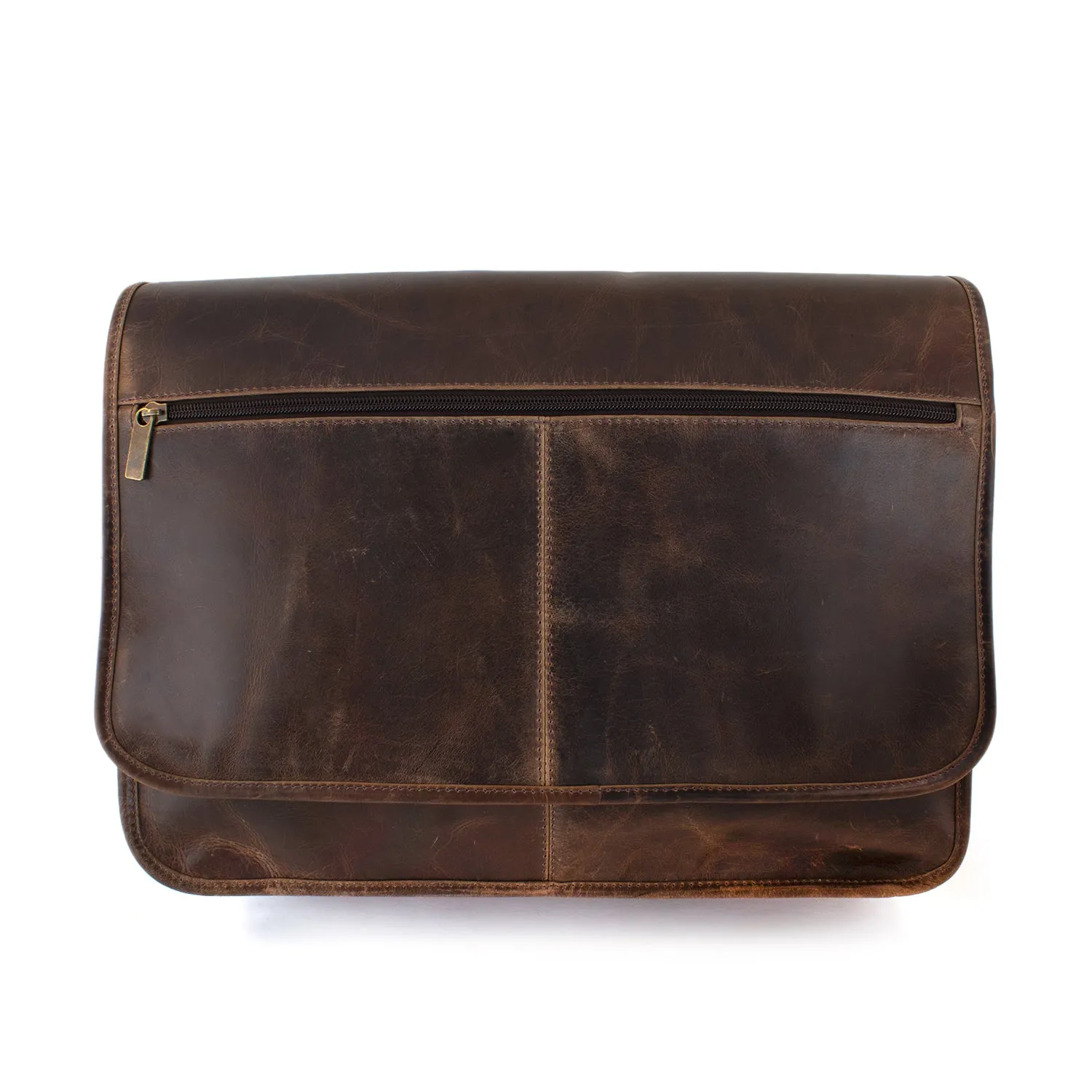 DayTrekr Distressed Leather Laptop Messenger Bag
