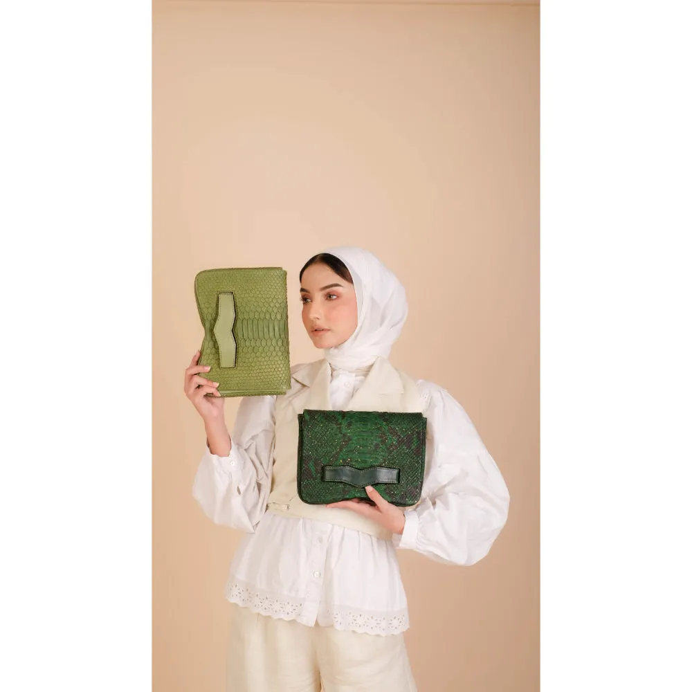 Kyra Let Me Talk Sage Green Clutch Bag