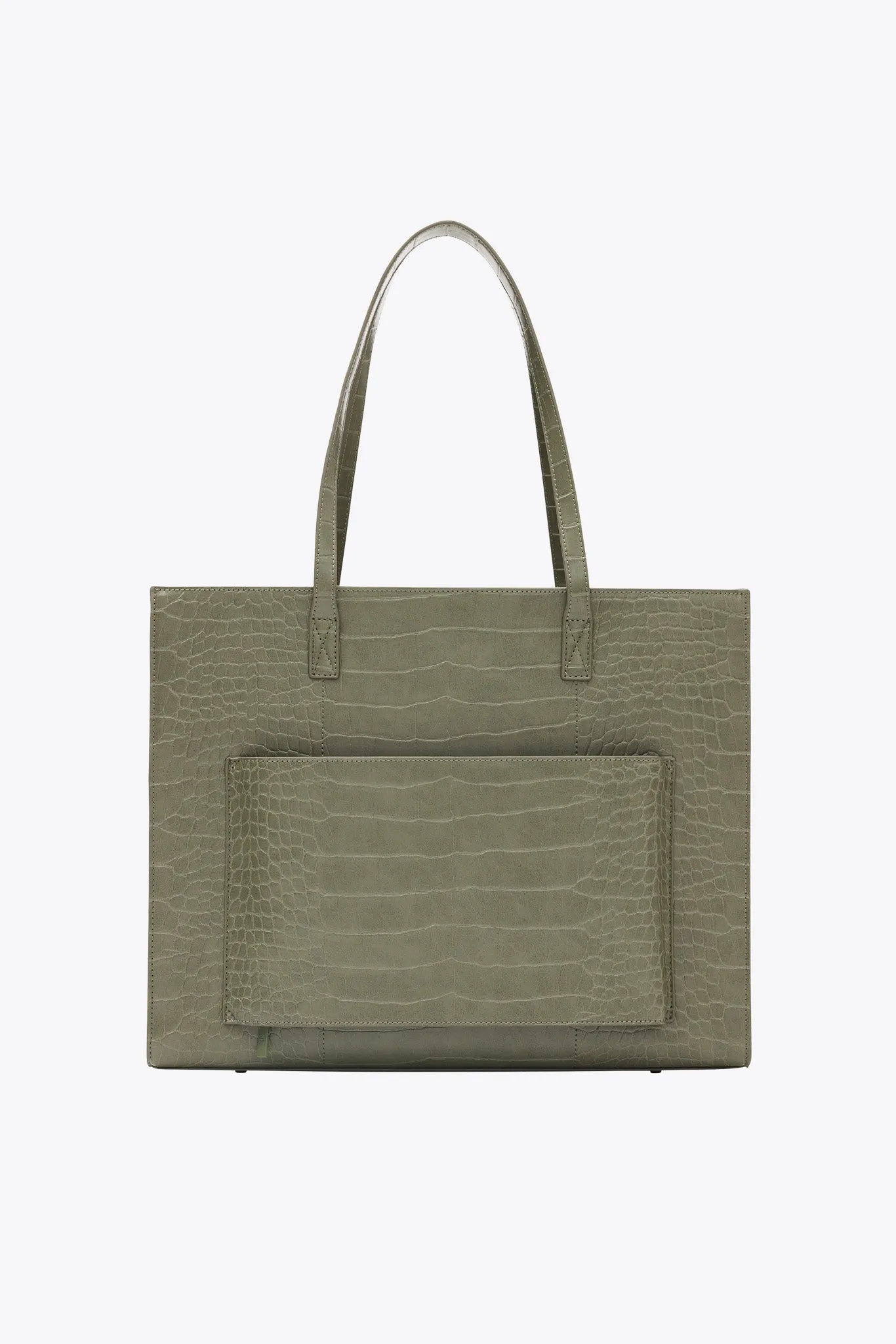 Resale The Large Work Tote in Olive Croc