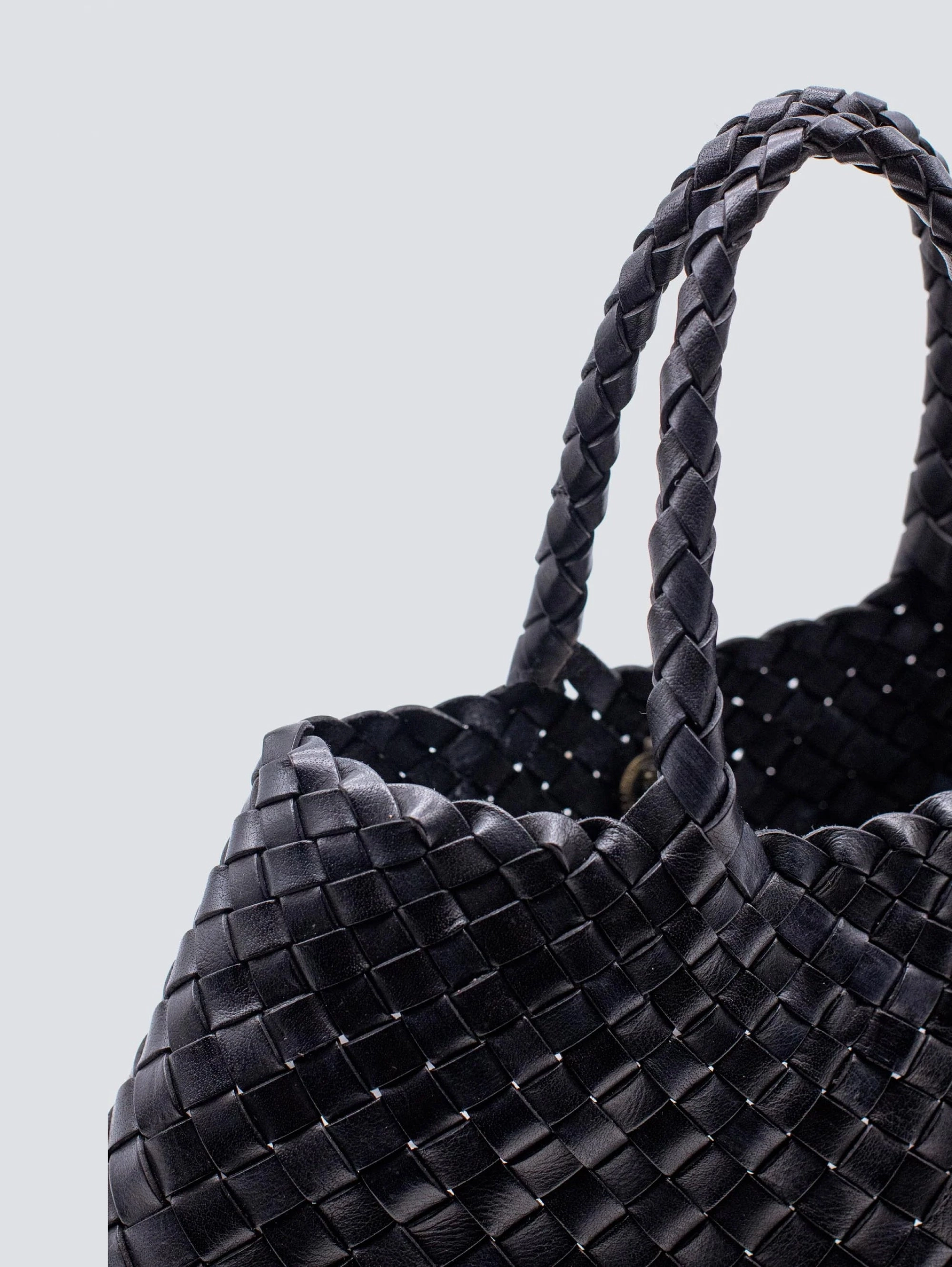 Santa Croce Small Black Woven Leather Handbag