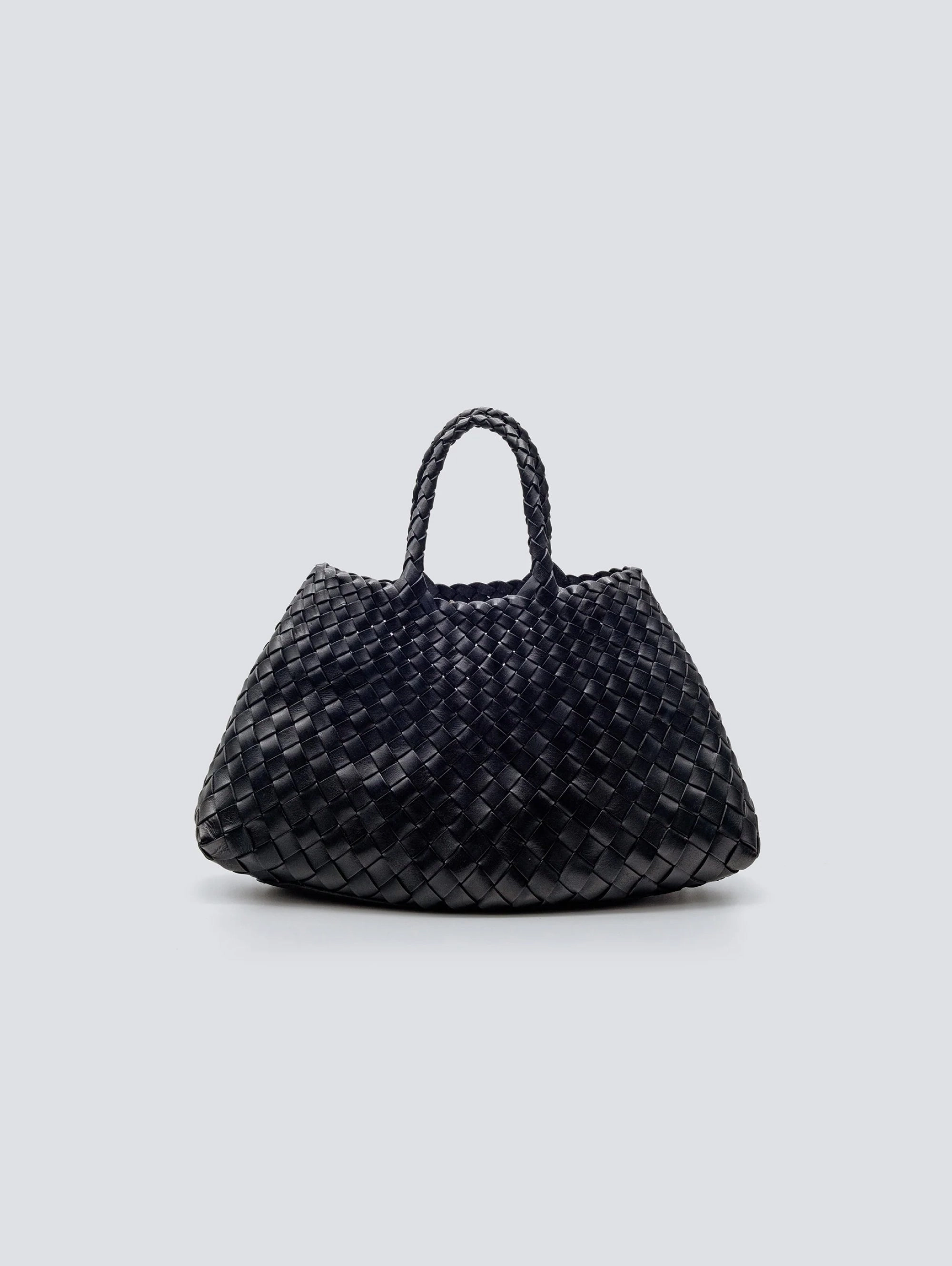 Santa Croce Small Black Woven Leather Handbag