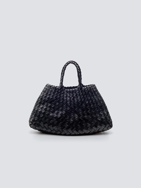 Santa Croce Small Black Woven Leather Handbag