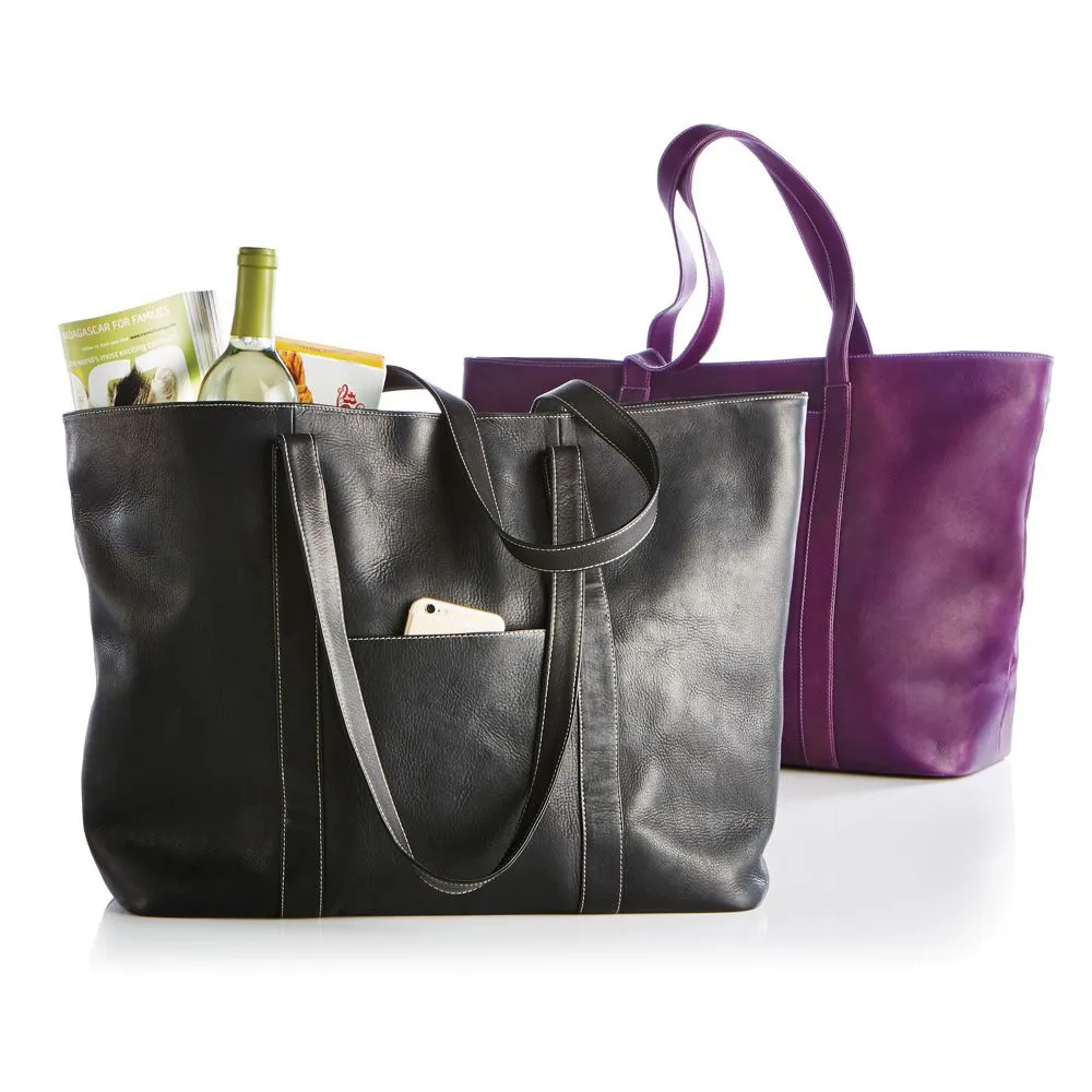 Swerv Collection Purple Leather Super Shopper Tote